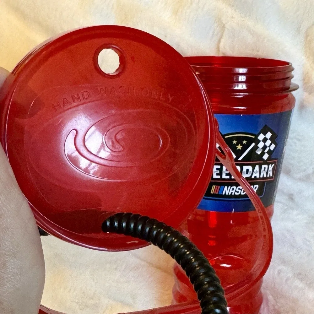 NASCAR Speed Park Souvenir Cup 32oz‎ Red w/ Handle Lid & Straw Whirley